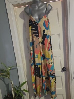 (#48) Tropical Print Maxi Slip Romper - Multicolor